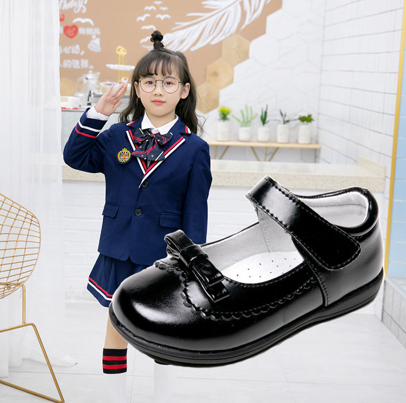 new pattern CUHK Campus bow black Velcro princess perform Spring and autumn payment Single shoes Etiquette Embroidered shoes