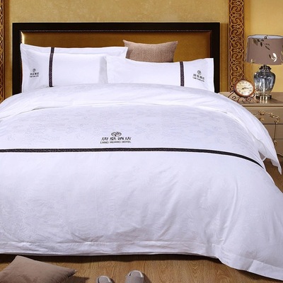 酒店民宿贡缎布草纯棉床单被套床上用品全棉四件套三件套工厂直销