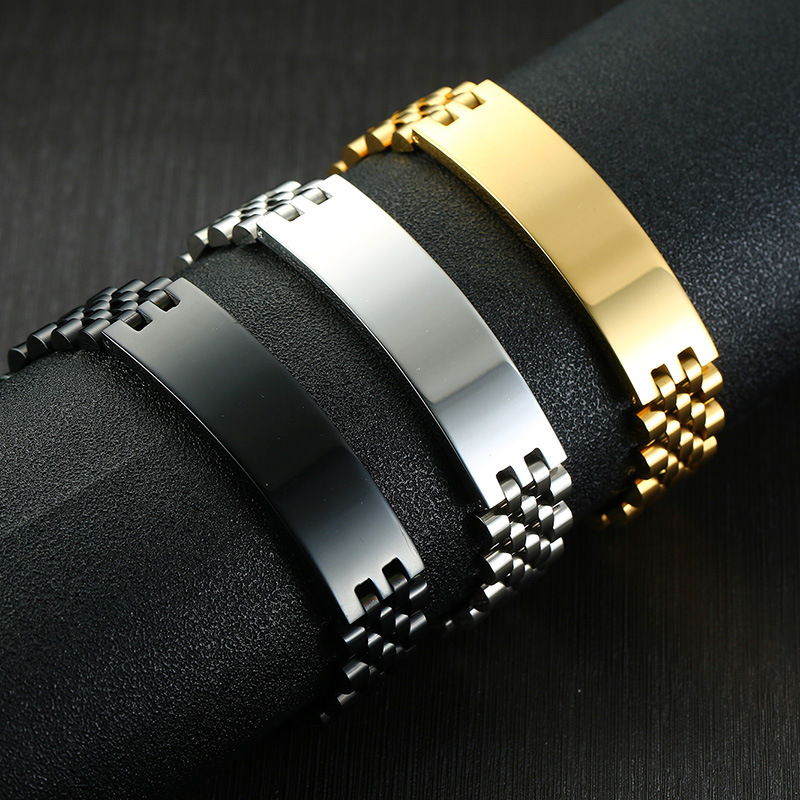 58g Weight Bracelets Classification 1 Piece Quantity Original Design Customization Laser Engraving Solid Color 304 Stainless Steel Men'S Bracelets Men's Chain Bracelets