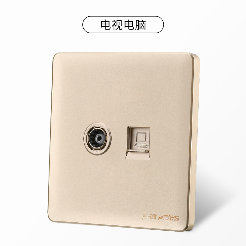 Panel de interruptores Bellson Osaka dorado tipo 86, interruptor de arco, enchufe de cinco orificios, placa de plástico ignífuga, fabricante, venta al por mayor