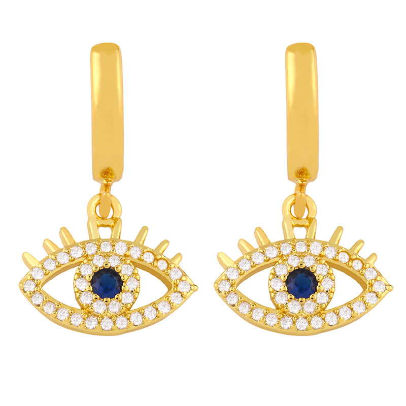 Fashion Simple Exaggerated Demon Eye Fashion Trend Inlaid Colored Zircon Copper Earrings display picture 6