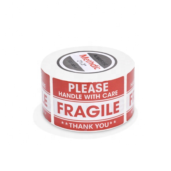 耐高温标签铜板不干胶易碎标签警示贴纸工厂医院超市物流园标签