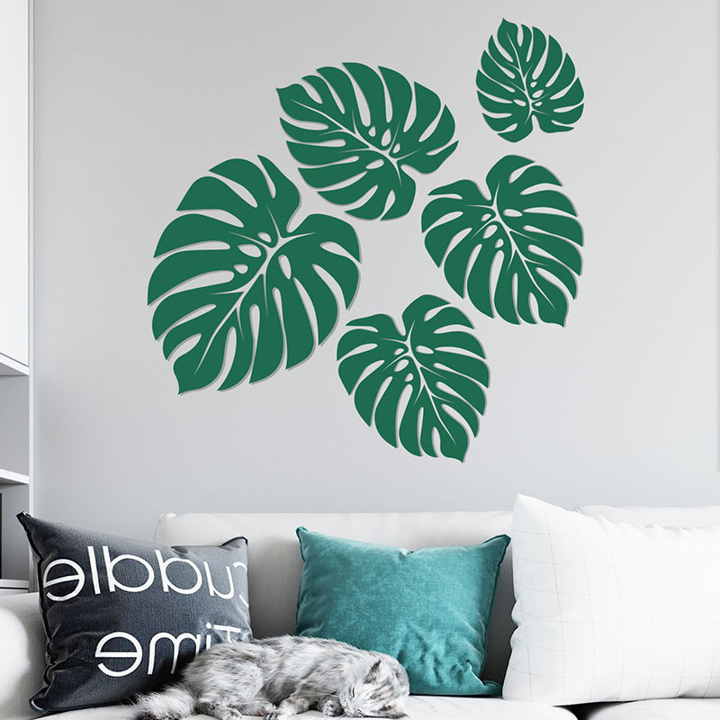 Hand-painted Tropical Back Of Turtle Leaf Wall Stickers Foreign Trade Custom Home Living Room Bedroom Study Self-adhesive Stickers Fx-d64 display picture 5