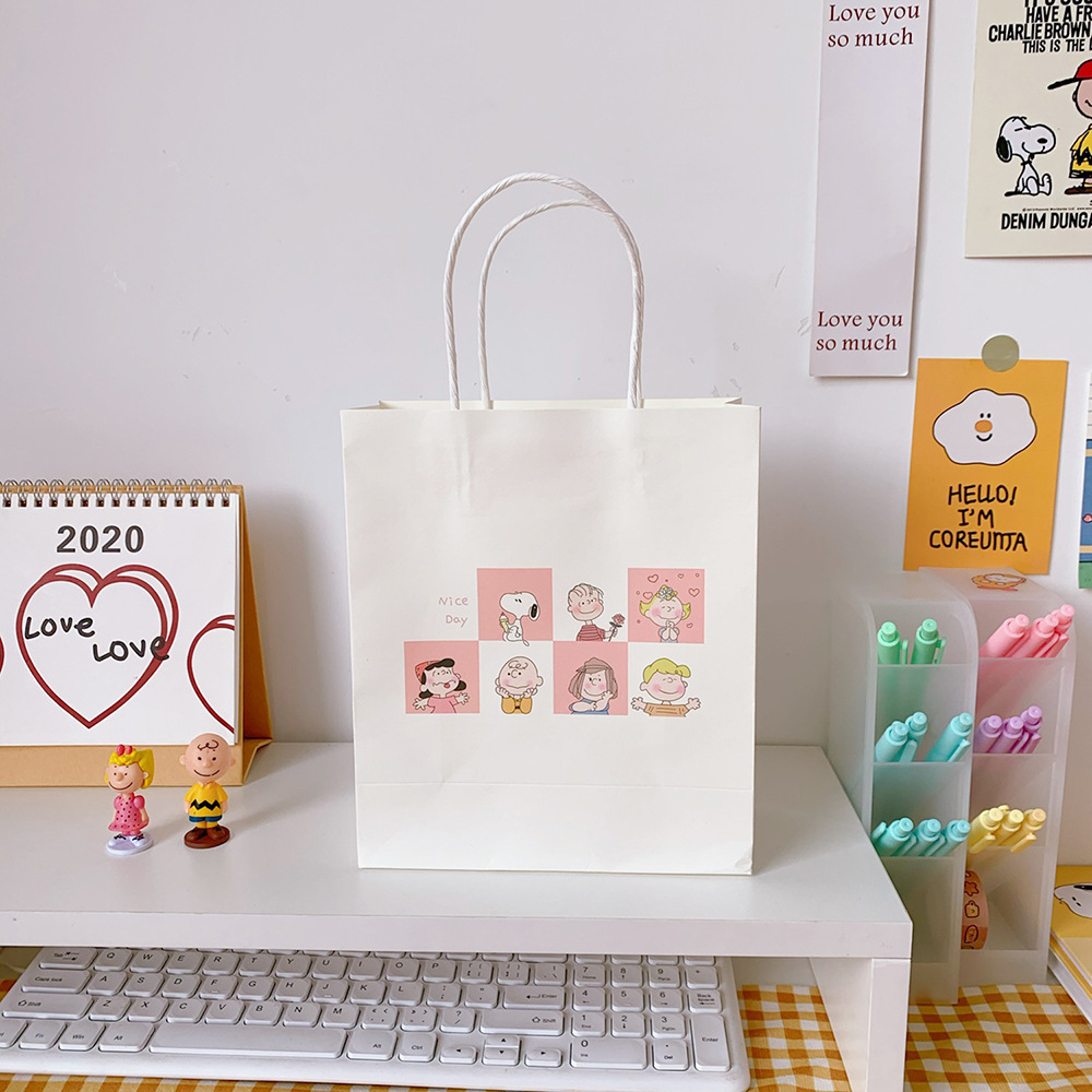 Cute simple cartoon white paper portable shopping packaging bagpicture1