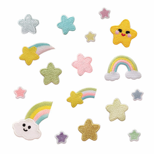 Computer embroidered cartoon rainbow cloth patch children's clothing accessories accessories patch patch five-pointed star self-adhesive embroidery applique