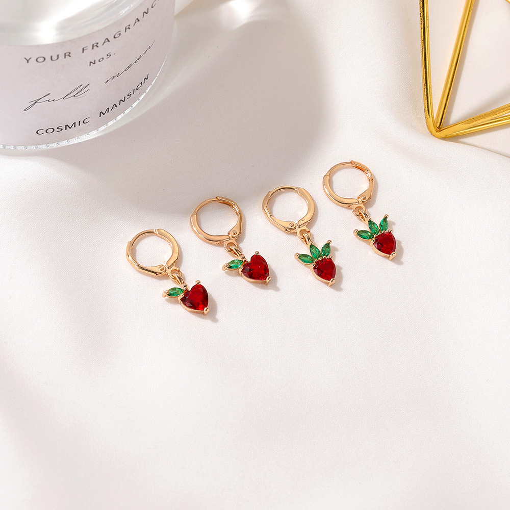 Fruit Pattern Fruit Plating Copper Artificial Gemstones Earrings