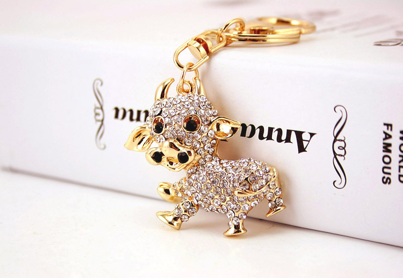 40g Weight Alloy, Metal Material Constellation Pattern Unisex Gender White, Pink, Blue Color  Korean Cute Fashion Little Cow Keychain 5