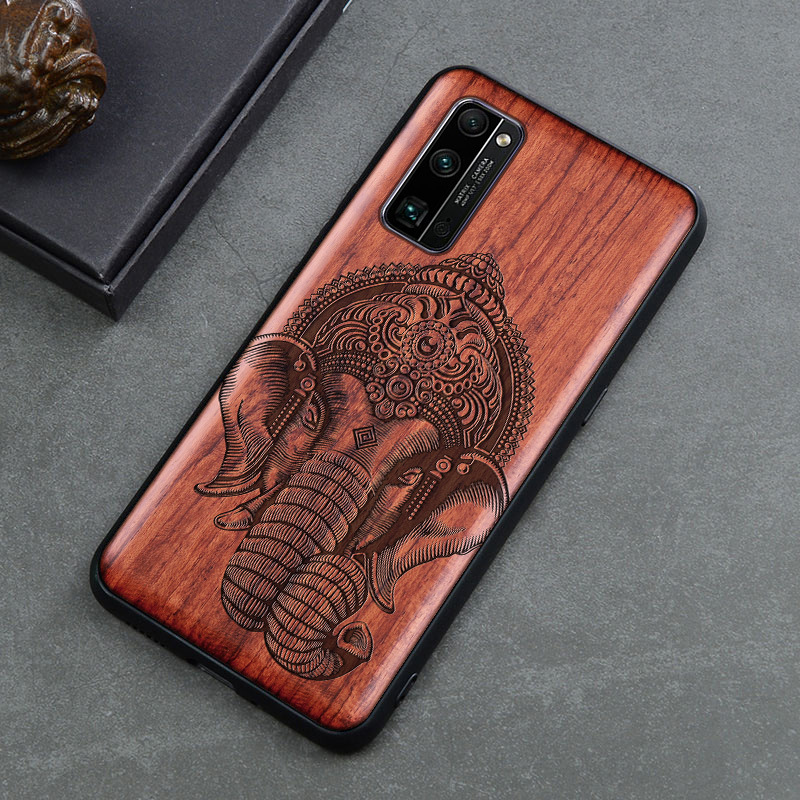 宝记荣耀30木质手机壳 Honor30Pro保护套实木片TPU雕刻工厂批发++|ms