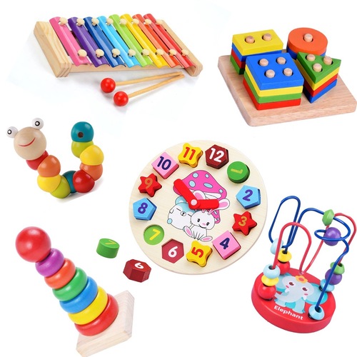 Children's educational toys around beads, 1-2 years old, 3-year-old girl baby boy, infant early education building blocks 6-12 months old