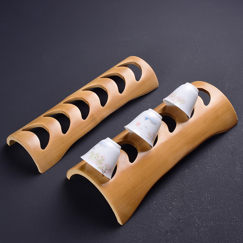 Taza de té titular accesorios de bambú juego de té de Kung Fu ceremonia del té juego de té cero juego de almacenamiento de madera maciza drenaje juego de té accesorios ganar artesanía