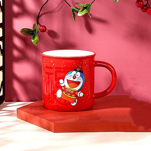 正版授权哆啦A梦机器猫圣诞新年元旦礼物陶瓷马克杯卡通叮当水杯