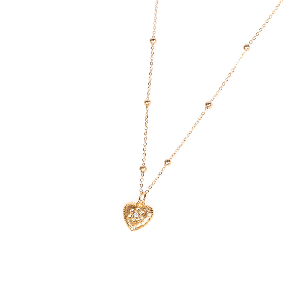 fashion simple Turkish blue eyes heart-shaped copper inlaid zircon necklace wholesale