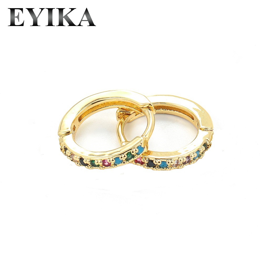 4g Weight Copper Ear Needle Material Zircon Inlay Material 1 Pair Fashion Round Inlay Copper Zircon Earrings