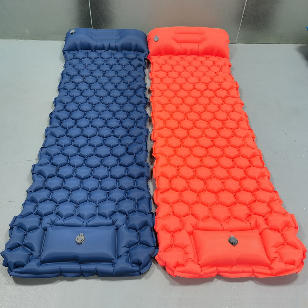工廠定制腳踩式充氣墊 便攜野營睡墊沙灘空氣墊拼接按壓氣墊