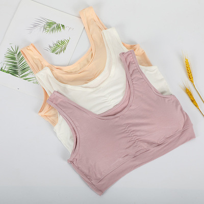 新款莫代尔无钢圈文胸舒适透气防走光发育期学生背心少女内衣厂家|ru