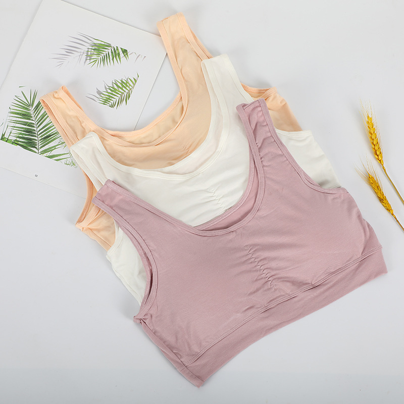 新款莫代尔无钢圈文胸舒适透气防走光发育期学生背心少女内衣厂家|ru