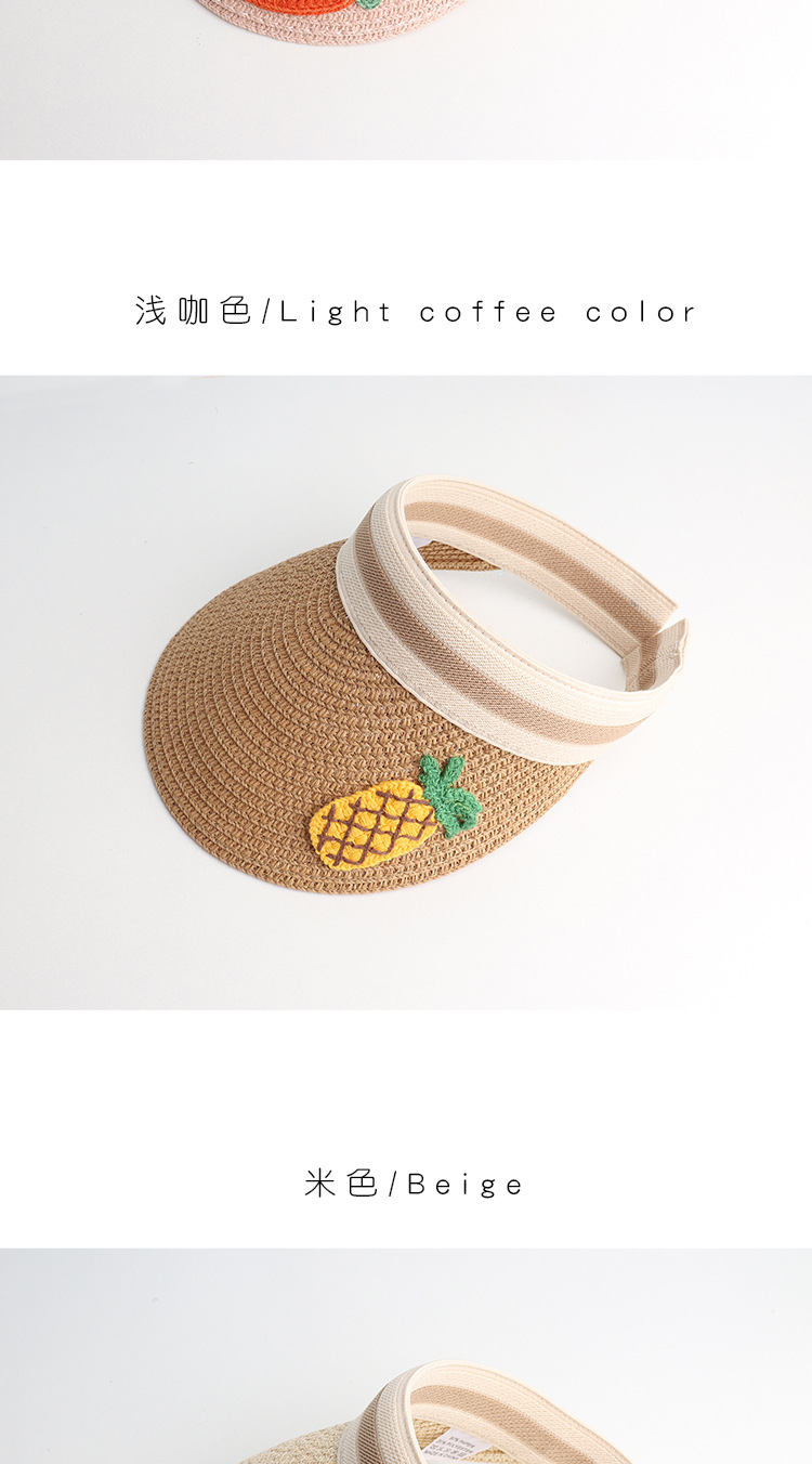 Children's Hat Summer Baby Sun Hat Little Girl Cute Cartoon Fruit Straw Hat Boy Sunscreen Empty Top Hat Wholesale Nihaojewelry display picture 3