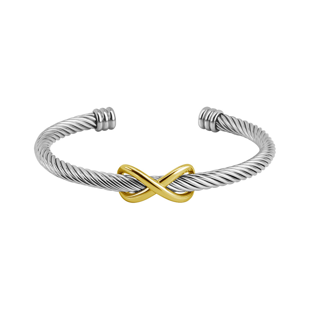 Stainless Steel Casual Simple Style Infinity Plating Bangle display picture 4