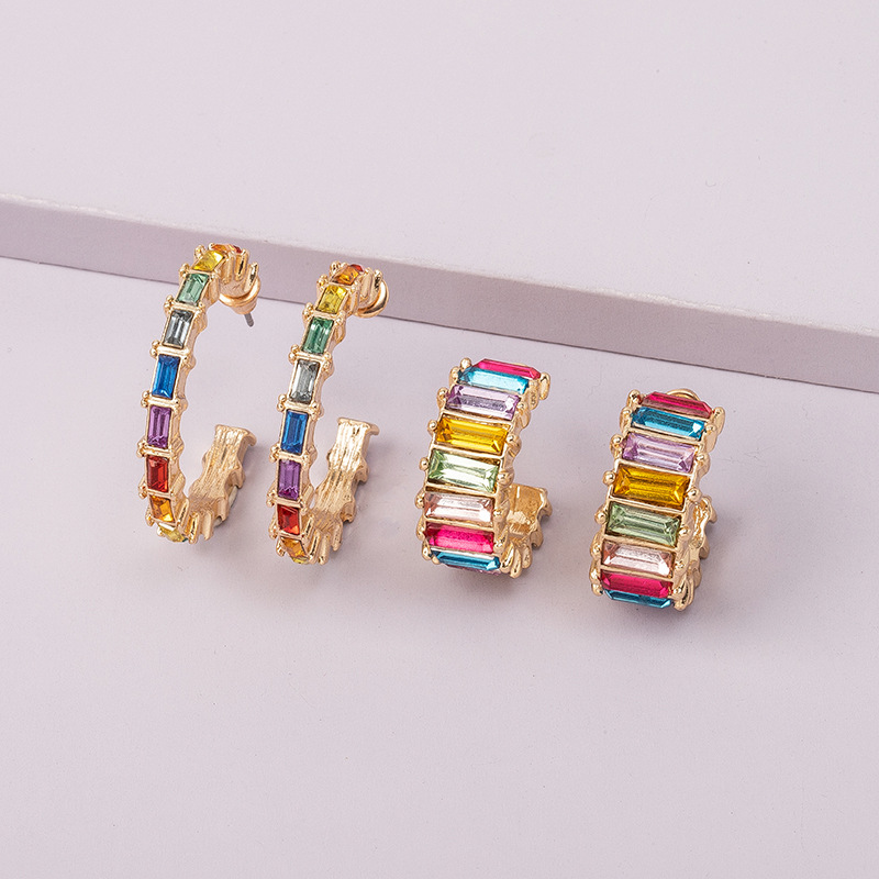 Diamond Rainbow Ring Short Fashionable Circle Earrings Wholesale Nihaojewerly display picture 1