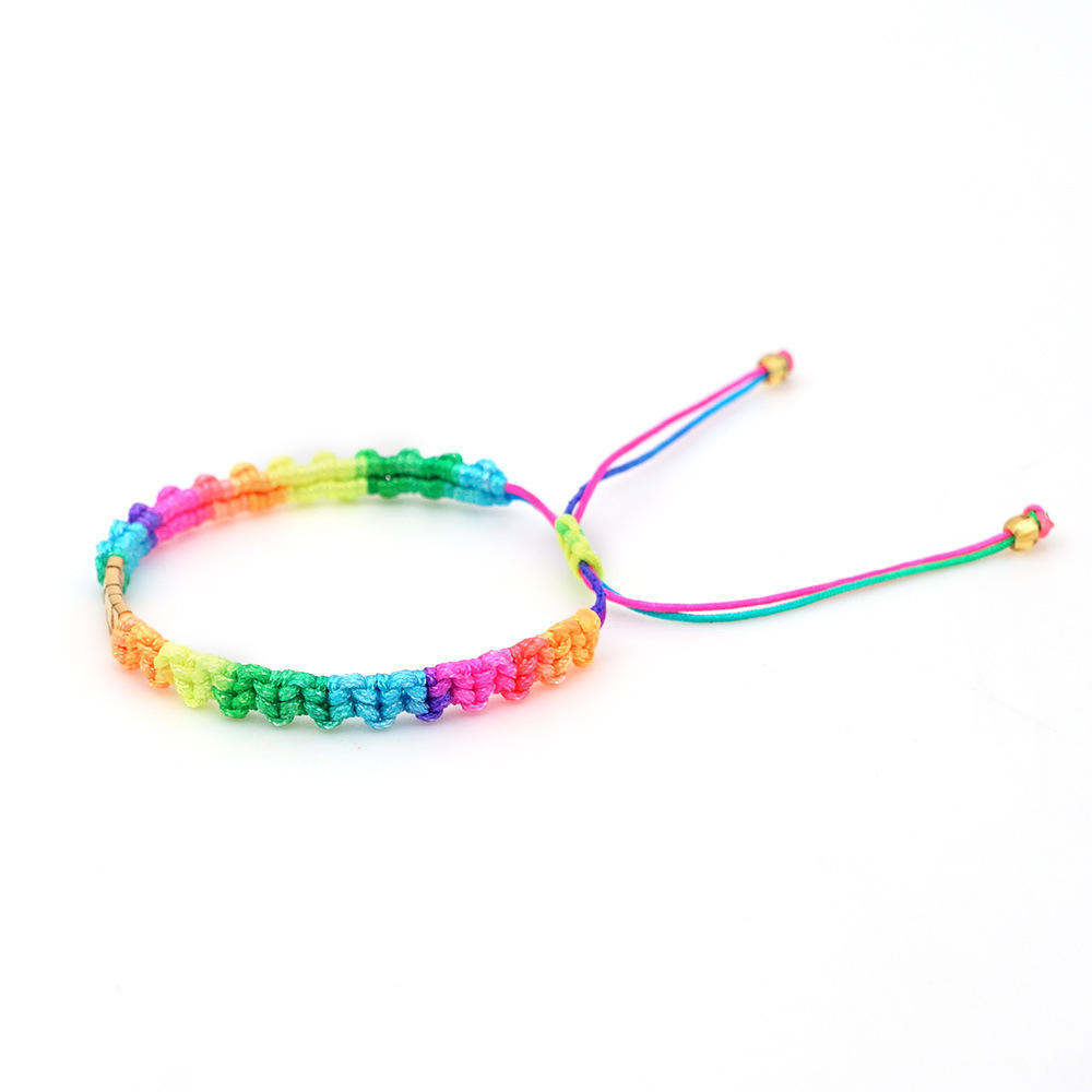 Beaded Hand-woven Bohemian Gradient Rainbow Bracelet display picture 17