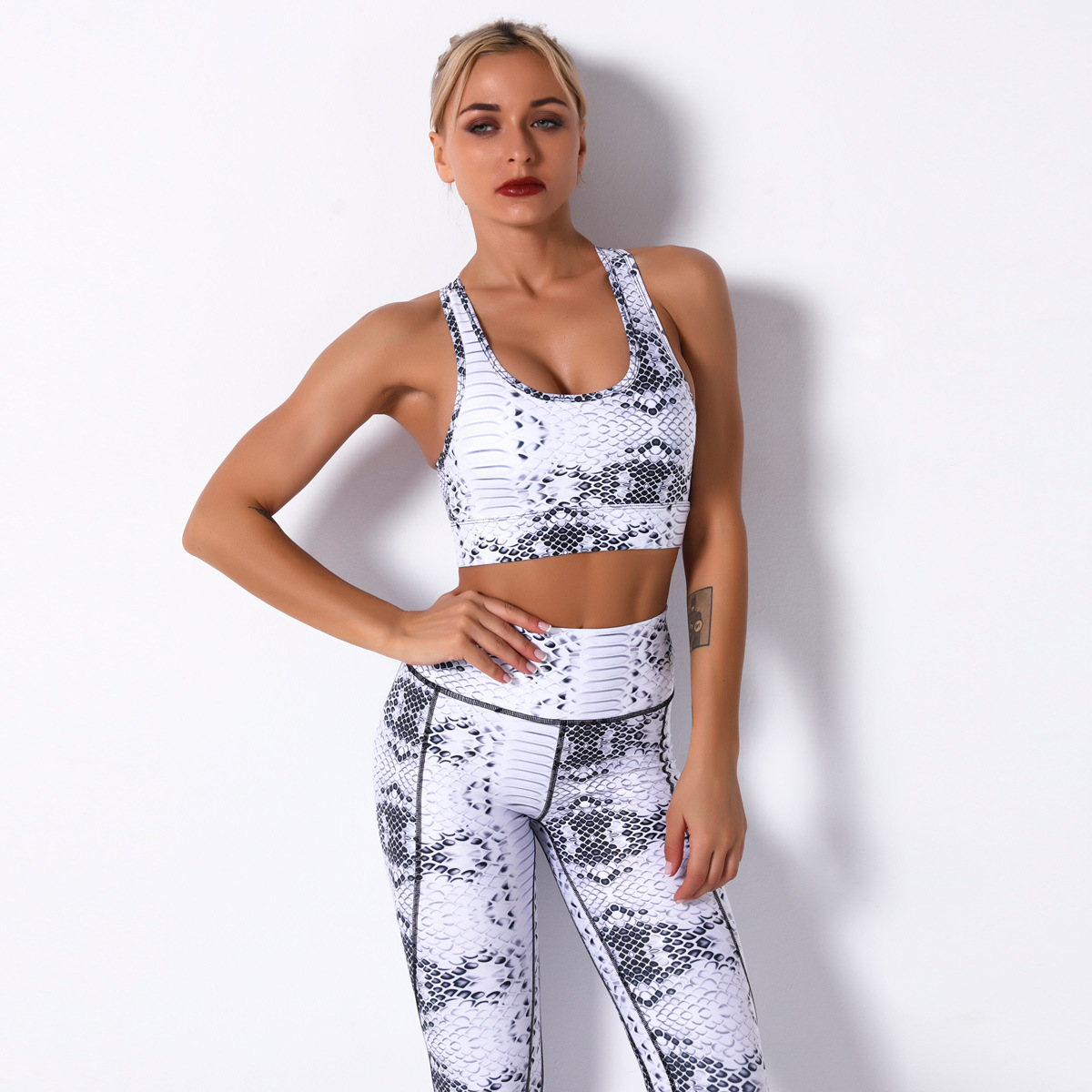 Printed Sports Gathered Yoga Bra NSLX12864