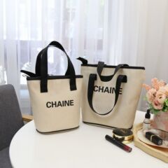New minimalist fashion French Chanel style makeup bag handbag bow lunch box bag mom's bag toothbrush bag