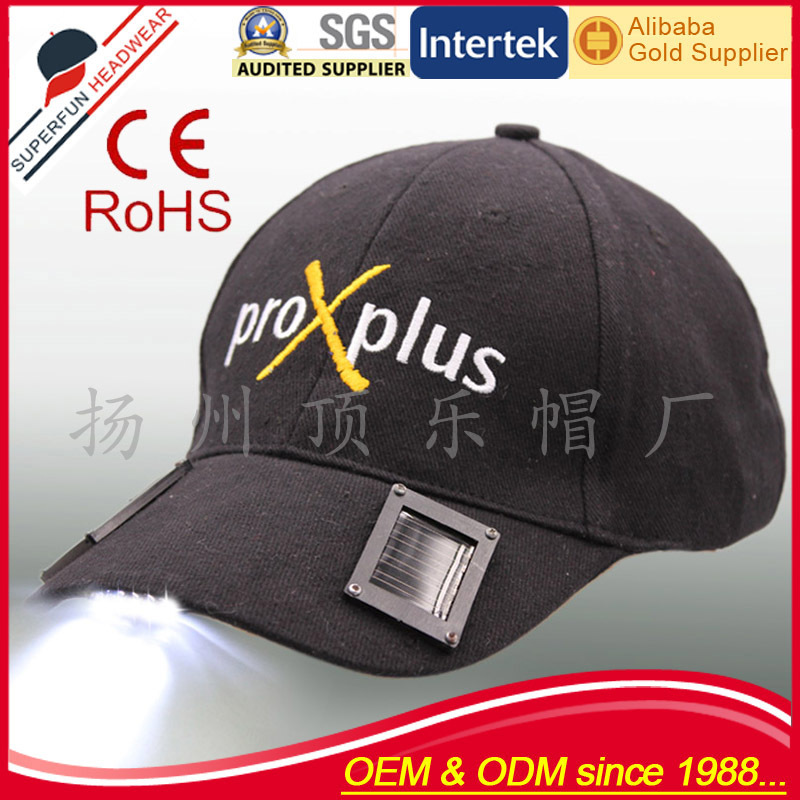 工厂生产供应 时尚LED发光运动帽 太阳能充电灯帽