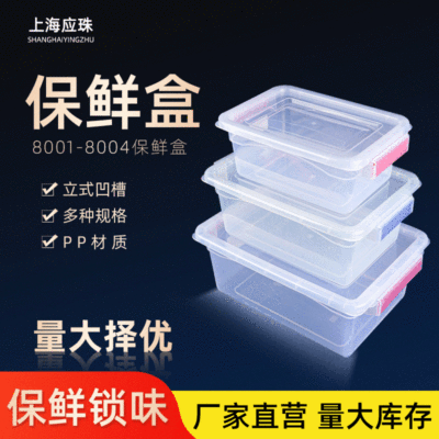 家用水果蔬菜透明密封长方形保鲜盒创意款标签杂粮塑料收纳带饭盒|ms