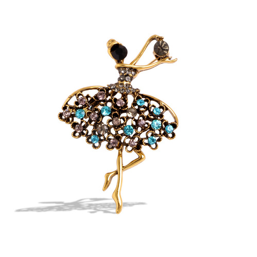 European and American oil dripping pearl corsage brooch rhinestone creative little girl gymnastics oil character brooch shirt button versatile