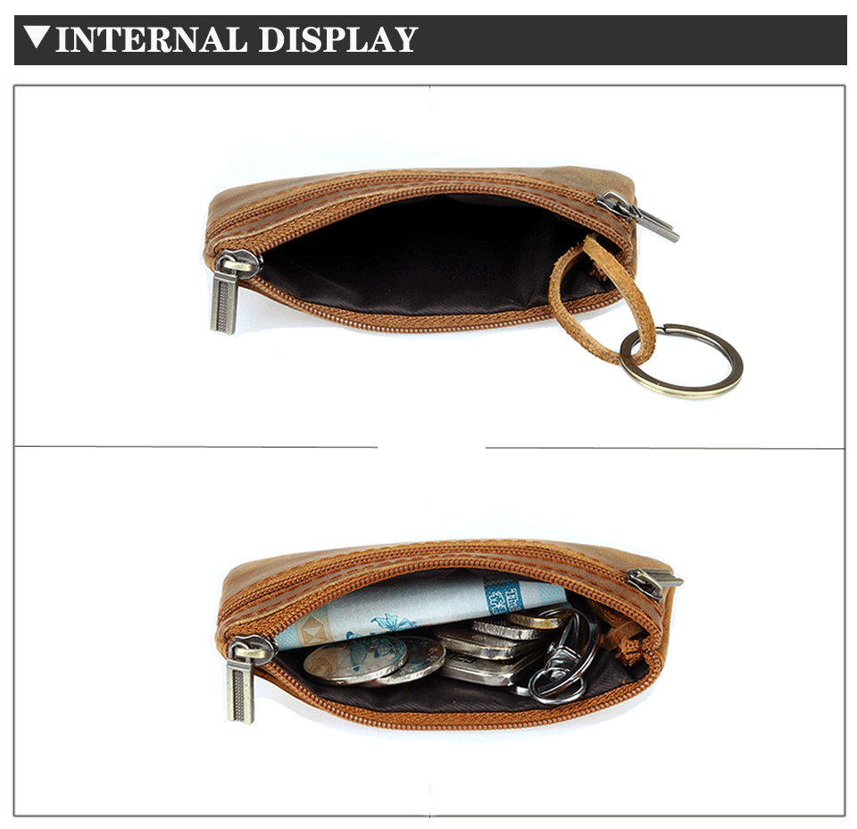 Unisex Solid Color Leather Zipper Coin Purses display picture 6