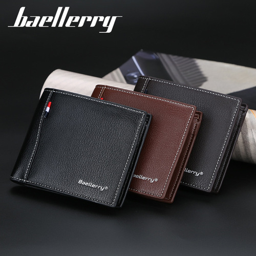 baellerry wallet men's horizontal one-fold small wallet fashionable open coin purse short ultra-thin wallet bag