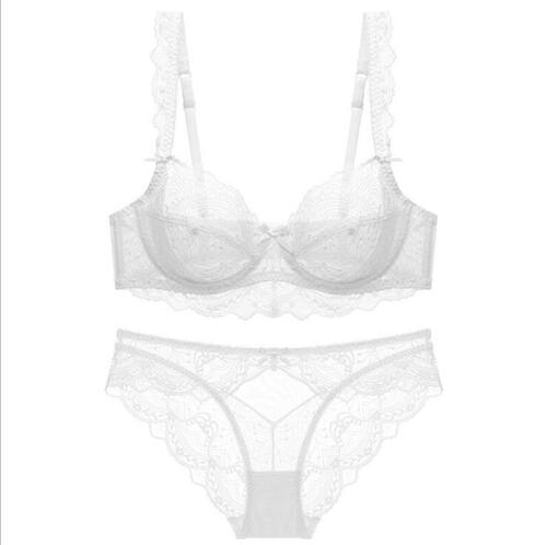 9241 Bra Set Ultra-Thin Lace Sponge-Free Big Breasts Show Small Sexy Benmingnian Red Underwear Large Size Bra