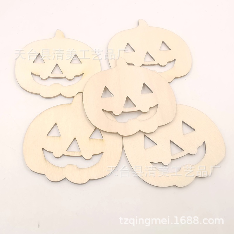 Madera Halloween madera botones decorativos Ghost Festival madera chips 10 unidades un paquete