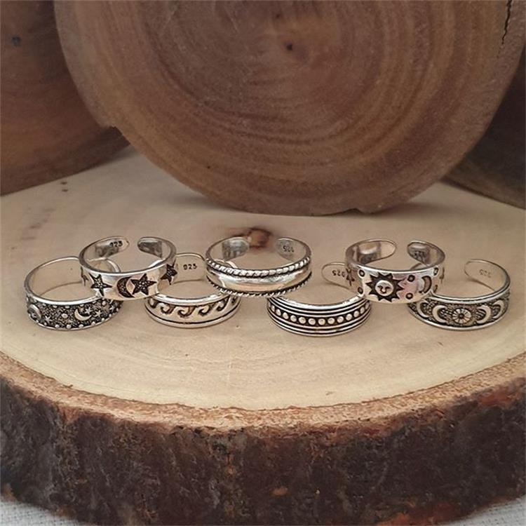 Summer Fashion Open Alloy Foot Ring 7-piece Set display picture 9