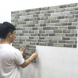 中式复古砖纹墙贴自粘墙纸3D背景墙餐馆室内墙面墙裙装饰翻新