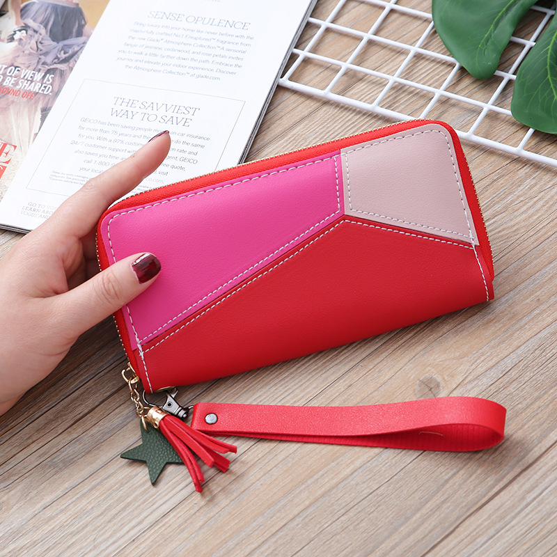 Korean Stitching Women's Wallet Card Bag Color Matching Mobile Phone Bag Card Bag display picture 37