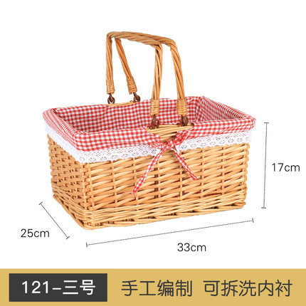 Cesta de almacenamiento de ratán directo de fábrica cesta de fruta de picnic portátil al aire libre cesta de mimbre tejida a mano cesta portátil