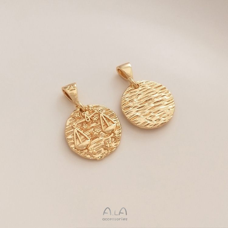 7g Weight Pendant Jewelry Making Type Diameter 13mm Jewelry Making Size 14K Gold Plated Plating Material DIY Jewelry Accessories Classification 1 Piece Quantity Copper Material Constellation Pattern Simple Style Style 1 Piece Diameter 13mm Copper 14K Gold Plated Constellation Pendant 8
