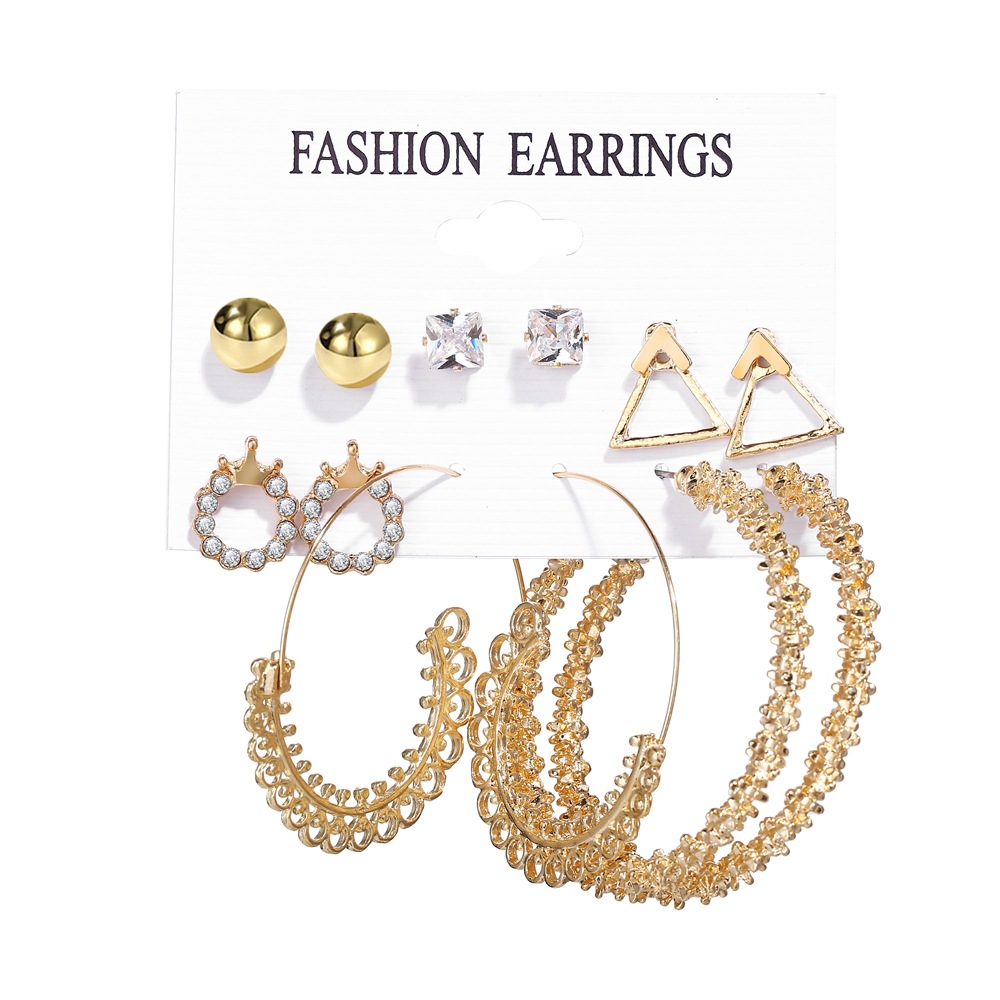 Vente Chaude Boucles D'oreilles Ensemble Créatif Rétro Simple Nouvelles Boucles D'oreilles Perles 6 Paires En Gros Nihaojewelry display picture 10