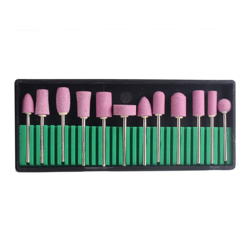 Transfronterizos para la amolación de arena de cuarzo de manicuras, amolador de cuarzo rosa, 12 conjuntos de accesorios de amolador eléctrico