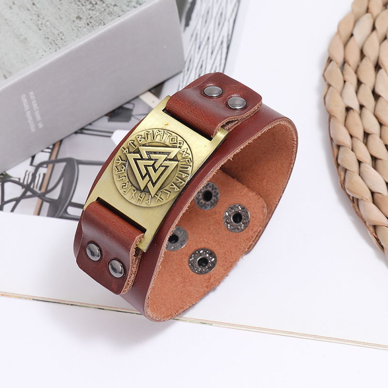 retro totem leather bracelet