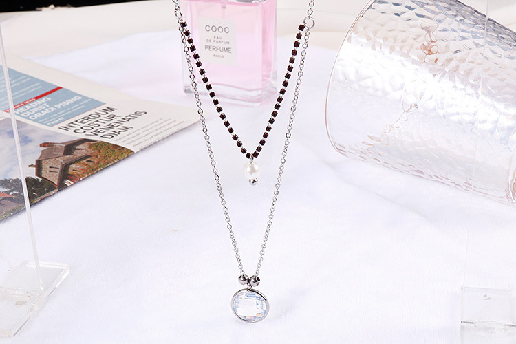 Jewelry Wholesale Multicolor Glass Stainless Steel Fashion Double Necklace Earring Set display picture 3