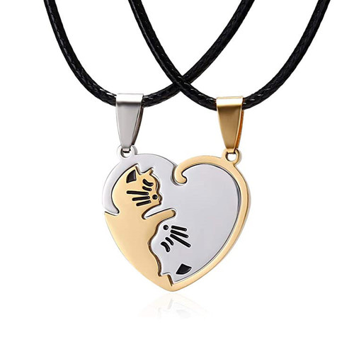 Amazon titanium steel necklace cat couple sweater chain women's winter chain accessories men's pendant hip-hop jewelry