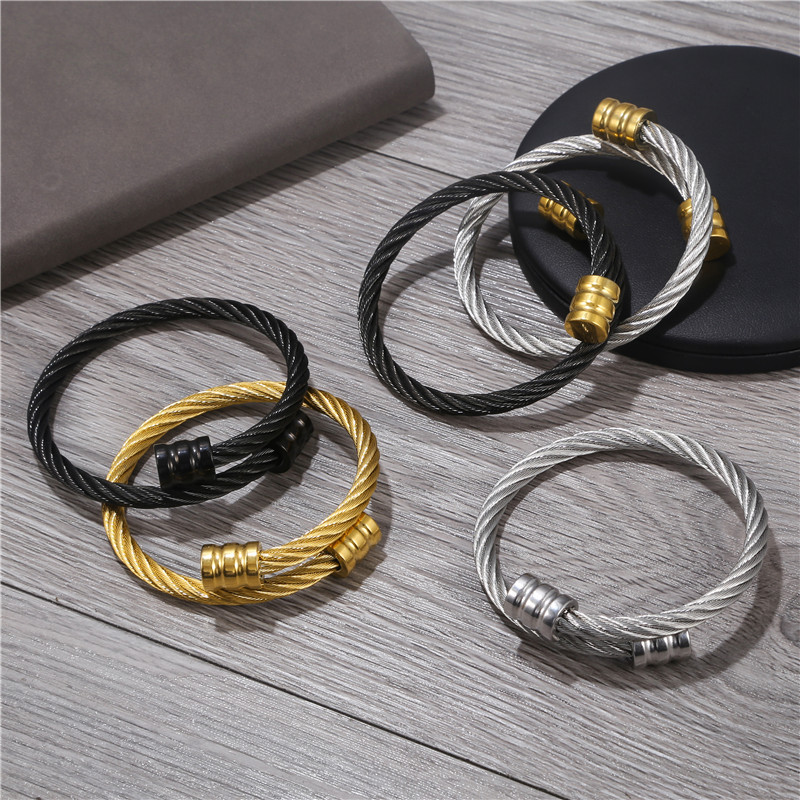 Fashion Jewelry Trend Retro Personality Stainless Steel Winding Geometric Bracelet Accessories  Wholesale Nihaojewelry display picture 12