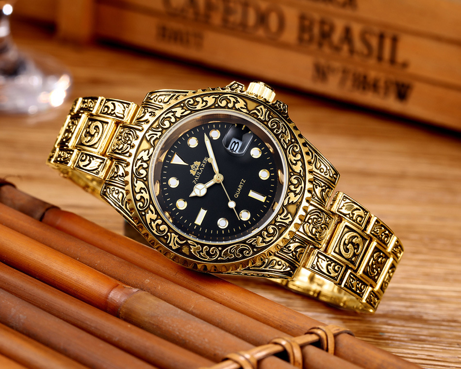 Montre homme à quartz sculptée avec calendrier fantôme d'eau lumineuse MONTRE À QUARTZ_voghion.com