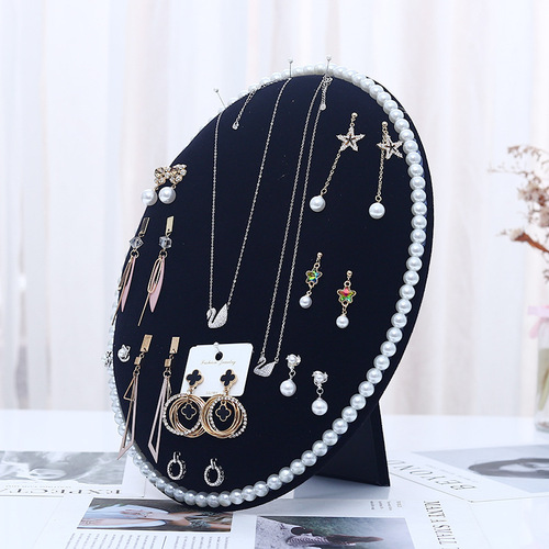 Oval pearl board earring rack home wall hanging earrings storage jewelry rack necklace display rack ear stud jewelry rack