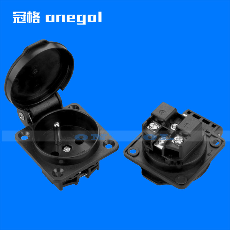 IP44电源插座 带防水盖法规插座RF-04  法规法式户外工业防水插座