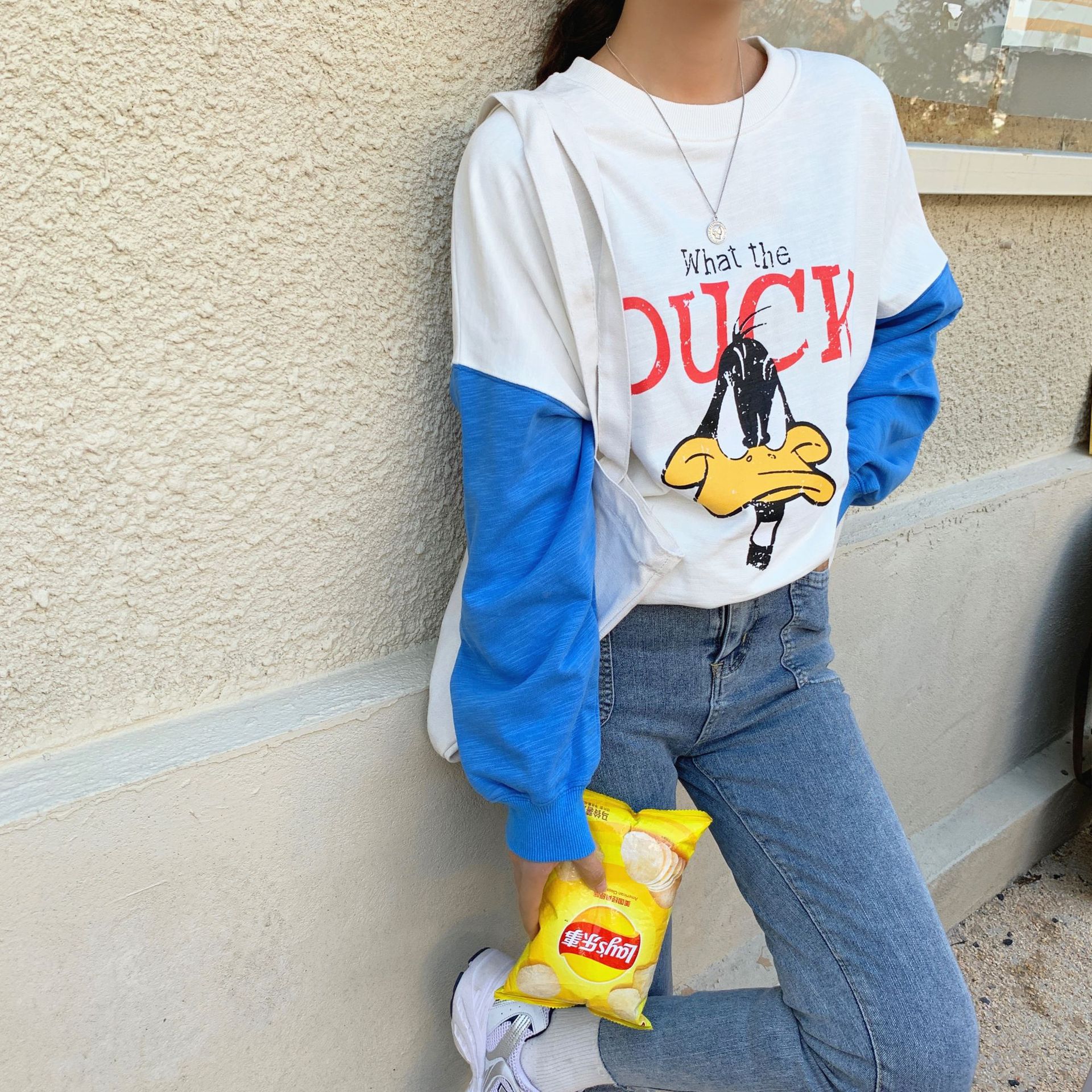 2020年鸭子卫衣女新款潮牌大码卡通印花套头衫韩版bf女装上衣长袖
