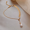 Tide, pendant from pearl, short chain for key bag , accessory, choker, necklace, Japanese and Korean, internet celebrity