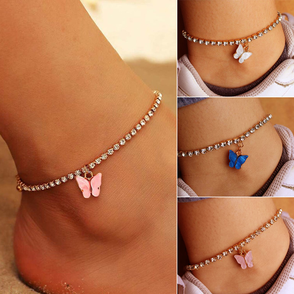 Fashion New Inlaid Shiny Rhinestone Wild Simple Butterfly Alloy Pendant Anklet display picture 2